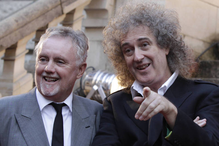 Guitarrista Brian May e bateirista Roger Taylor, da banda Queen 