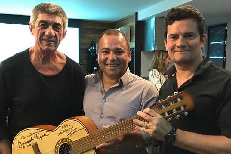 O cantor Fagner, o empresário Fábio Aguayo e o ex-ministro Sergio Moro