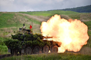 Japan Ground Self-Defense Forces' annual live fire exercise at the Higashi-Fuji firing range in Gotemba in Shizuoka