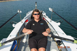 Angela Madsen trains in the waters off of Long Beach, Calif., in 2009. (Debra K. Madsen via The New York Times)