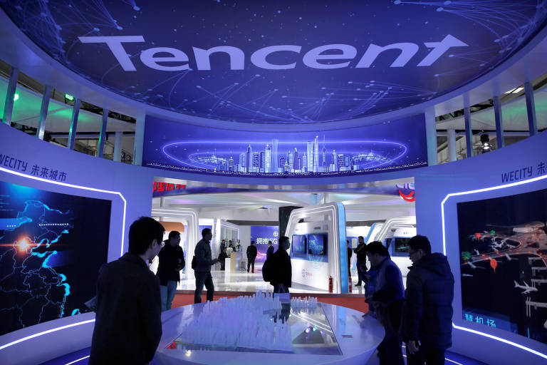 Estande da Tencent na Exposição Mundial 5G em Pequim