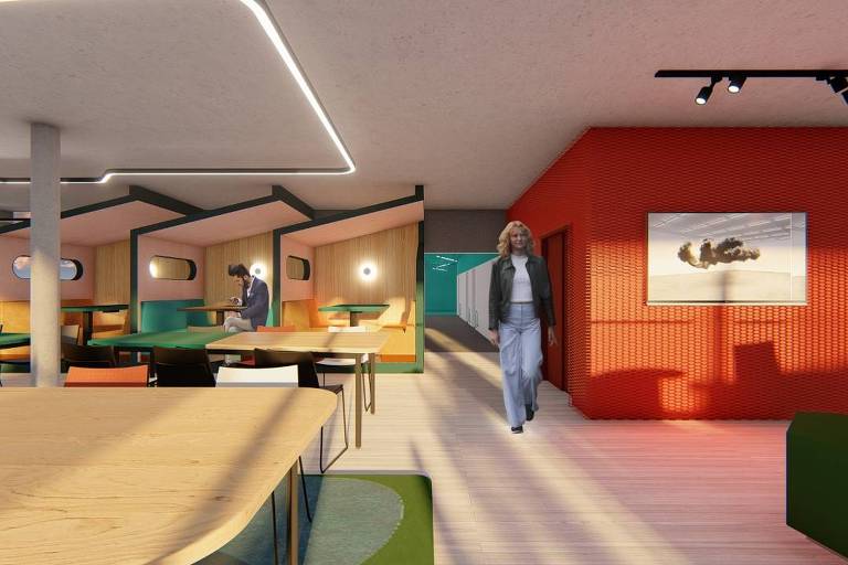 Projeto da arquiteta Mila Strauss, da MM18, de 'phone boots' para trabalhar em condomínio