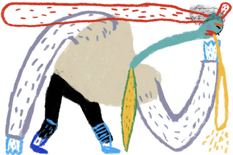 Ilustração de homem colorido vomitando