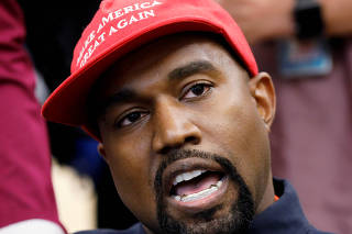 FILE PHOTO: Rapper Kanye West speaks during meeting with U.S. President Trump at the White House in Washington