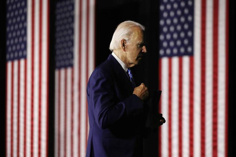 O candidato democrata à Presidência dos EUA, Joe Biden, após discursar em Wilmington, no estado de Delaware