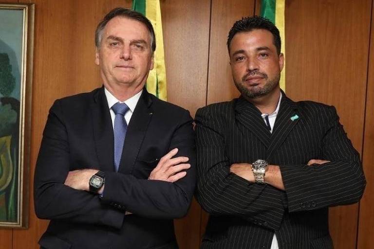 O presidente Jair Bolsonaro e o pré-candidato a vereador Rafael Guerra