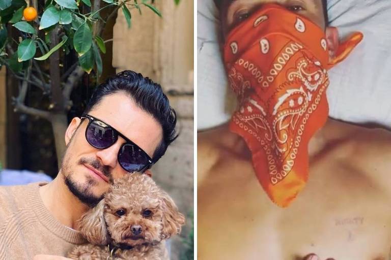 Ator Orlando Bloom homenageia cachorro Migthy com tatuagem no peito (lado esquerdo)