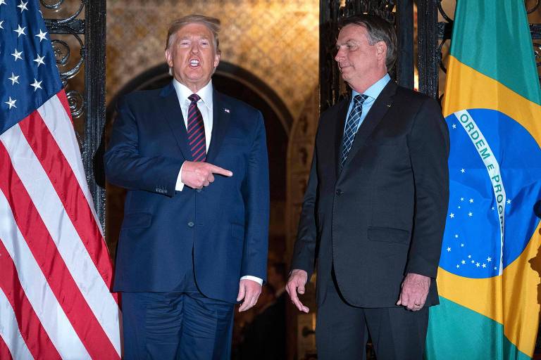 Trump e Bolsonaro durante o mais recente encontro entre os dois, em março na Flórida