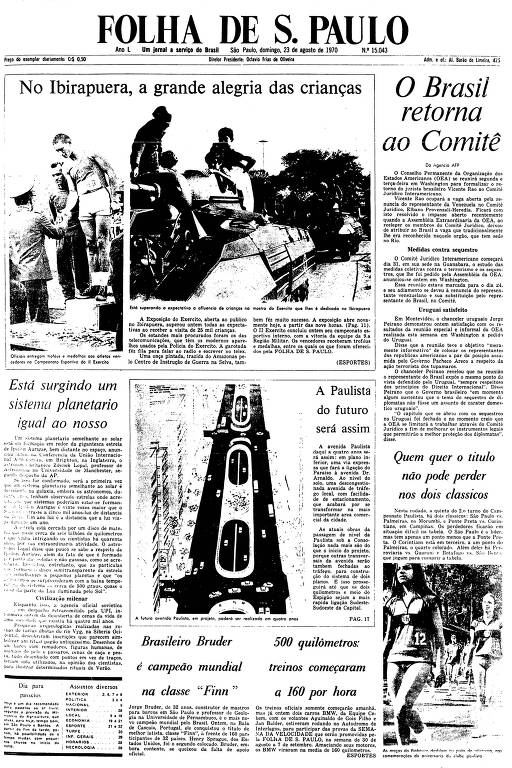 Primeira Página da Folha de 23 de agosto de 1970
