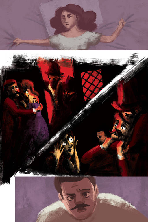 Ilustração de "Quincas Borba em Quadrinhos" (ed. FTD)