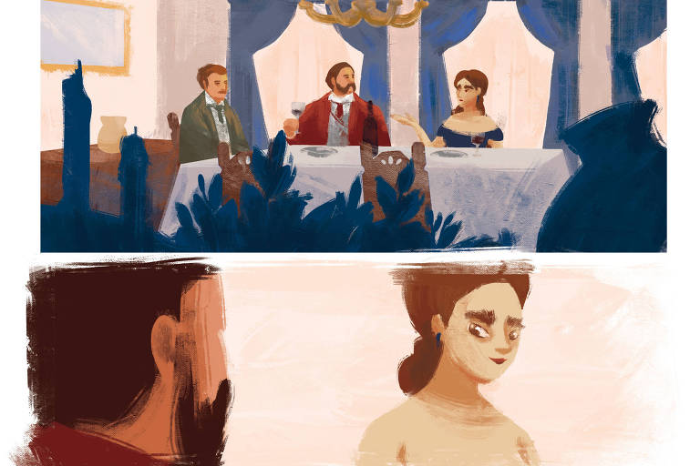 Ilustração de "Quincas Borba em Quadrinhos" (ed. FTD)