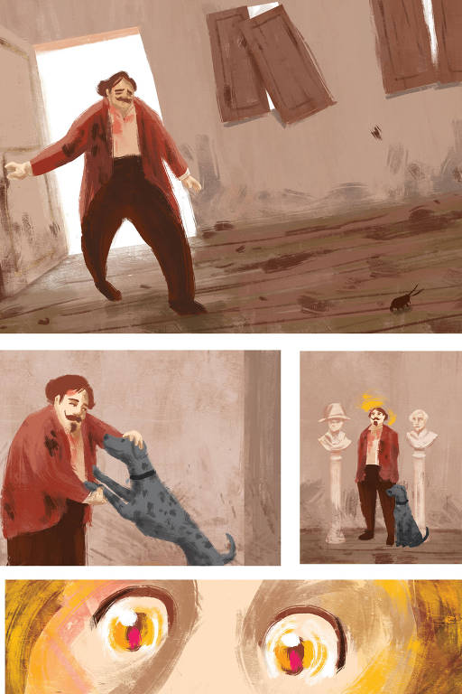 Ilustração de "Quincas Borba em Quadrinhos" (ed. FTD)