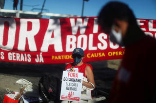 Demonstration against Brazil?s President Jair Bolsonaro, at the Copacabana beach, in Rio de Janeiro