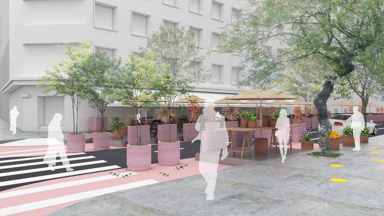 Projeto da Prefeitura de SP de ocupação da rua para disposição de mesas de restaurantes