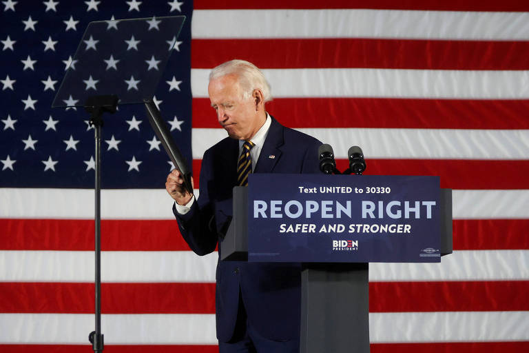 O candidato democrata à Presidência, Joe Biden, após discursar em Darby, na Pensilvânia