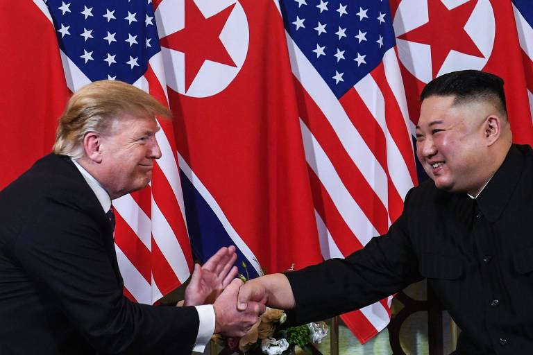 Reunião entre Trump e Kim Jong-un em Hanói, que acabou sem acordo entre os líderes