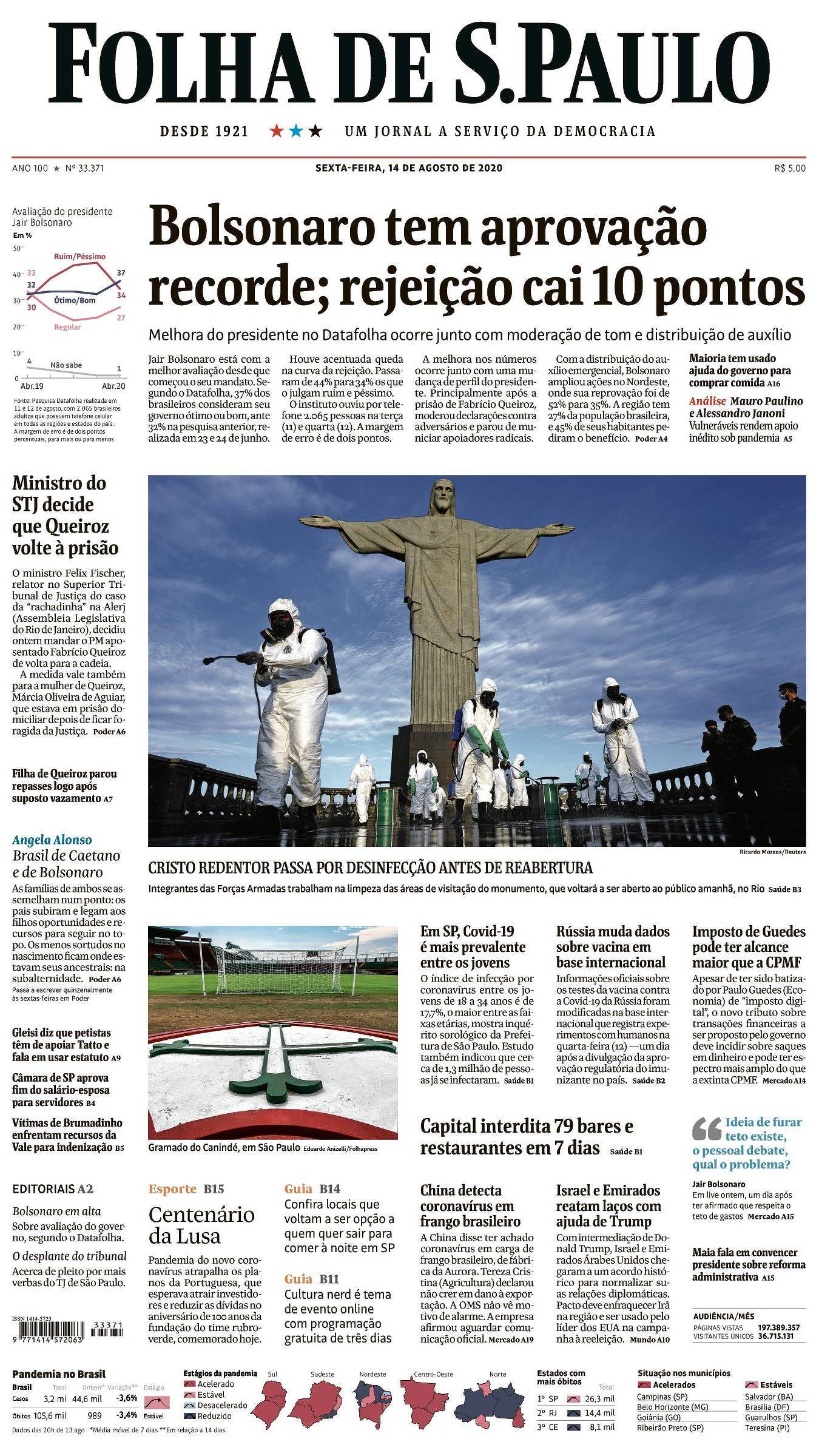 Capa da Edição Nacional da Folha