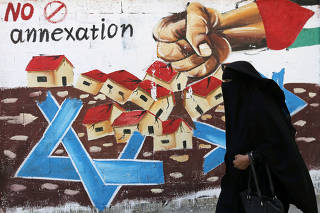 FILE PHOTO: Mural against Israel's plan to annex parts of the Israeli-occupied West Bank