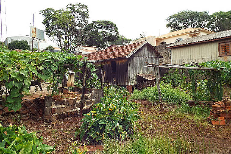 Casa de madeira sobre onde está a nascente do rio Pirapó