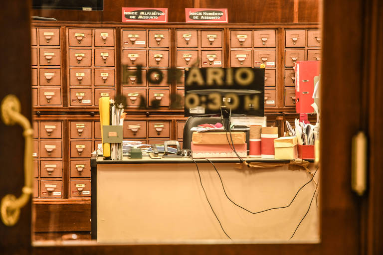 Sala administrativa da biblioteca da São Francisco.