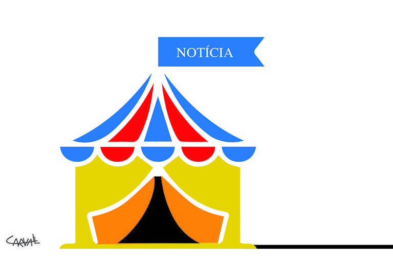 um circo com uma bandeirola em cima escrito "notícia"