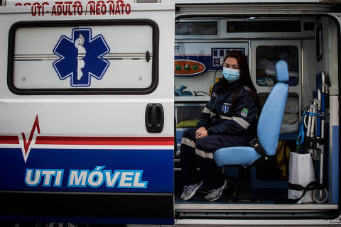 SAO PAULO/ SP, BRASIL, 17.08.2020.  Giuliana é enfermeira de UTI móvel (ambulância) e faz remoções entre hospitais. ***Coronavirus, COVID-19.***  (Foto: Zanone Fraissat/Folhapress, TREINAMENTO)***EXCLUSIVO****
