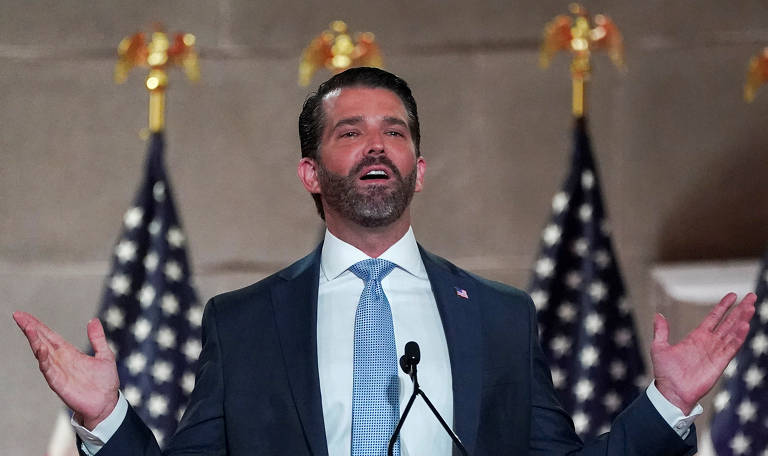 Um discurso gravado anteriormente de Donald Trump Jr. foi exibido no primeiro dia da Convenção Republicana; o filho mais velho do presidente fez alguns dos ataques mais pesados da noite a Biden