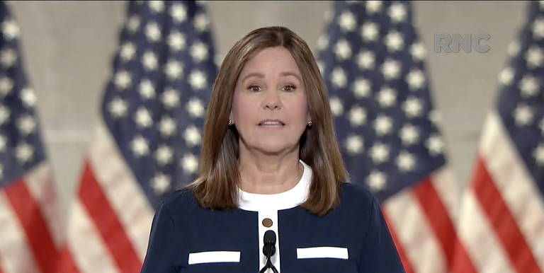 Karen Pence, esposa do vice-presidente dos EUA, Mike Pence, discursa na terceira noite da convenção