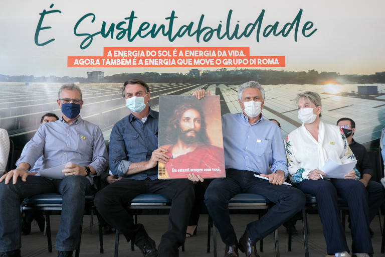 Presidente Jair Bolsonaro em inaugração da da Usina de Energia Fotovoltaica, em Goiás