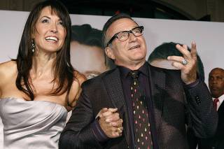 File photo of Robin Williams and Susan Schneider in Hollywood