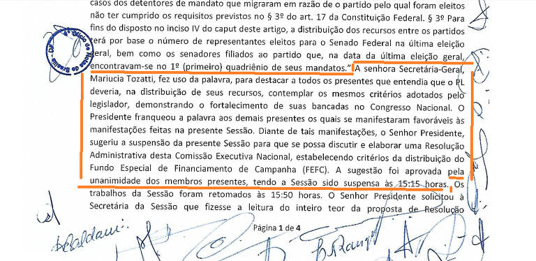 A ata do PL, ocorrida em 13.mai, tem frases quase idênticas às que seriam usadas pelo PSL no mês seguinte
