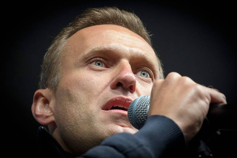 O líder opositor russo Alexei Navalny discursa durante uma manifestação em Moscou, em foto de setembro do ano passado 