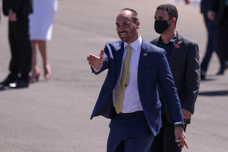 O deputado Eduardo Bolsonaro (PSL-SP) durante cerimônia do Sete de Setembro, em Brasília