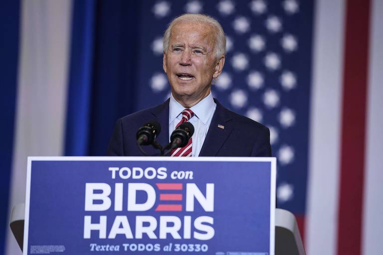 O candidato democrata à Presidência, Joe Biden, discursa em evento na Flórida