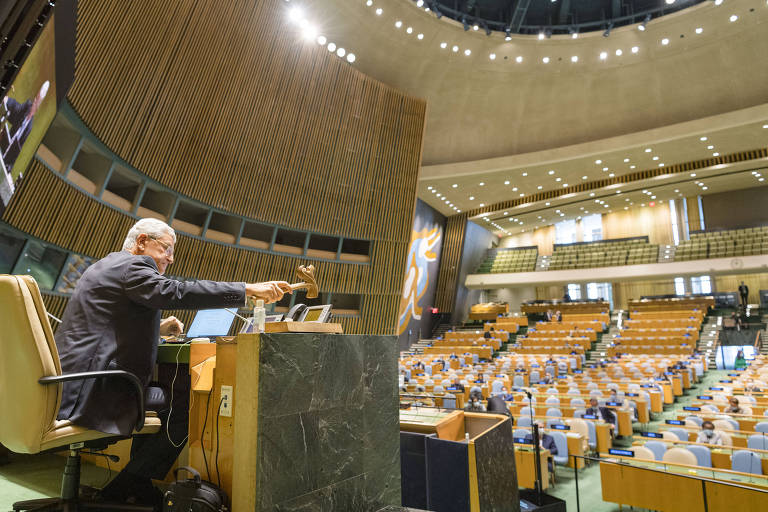 Volkan Bozkir, presidente da 75ª Assembleia Geral das Nações Unidas, durante reunião para celebrar os 75 anos da organização