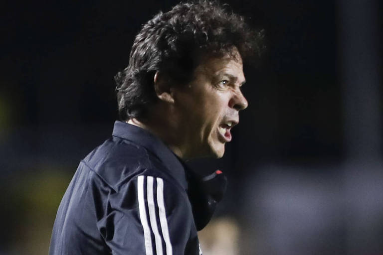 O técnico Fernando Diniz continua pressionado no cargo pelos maus resultados do São Paulo