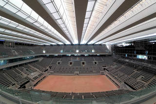 FILE PHOTO: Renovated Philippe-Chatrier central tennis court at Roland-Garros in Paris