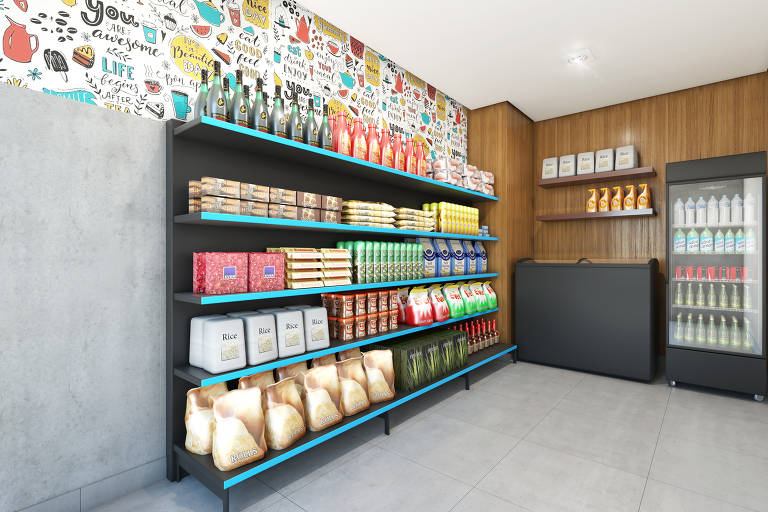 Projeto de minimercado de empreendimento da incorporadora Cury, em São Paulo