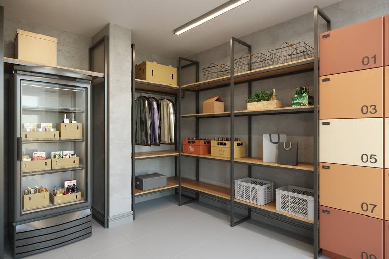 Área para guardar compras e delivery, em empreendimento da You,inc., em São Paulo