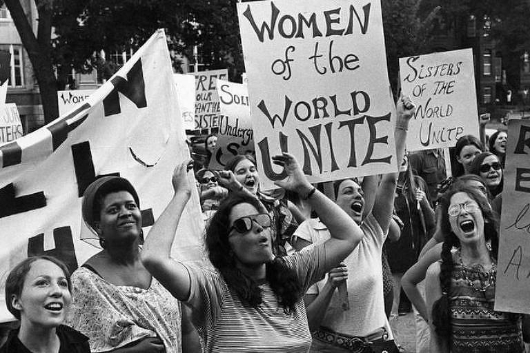 Manifestação do movimento pelos direitos das mulheres em Washington em 1970
