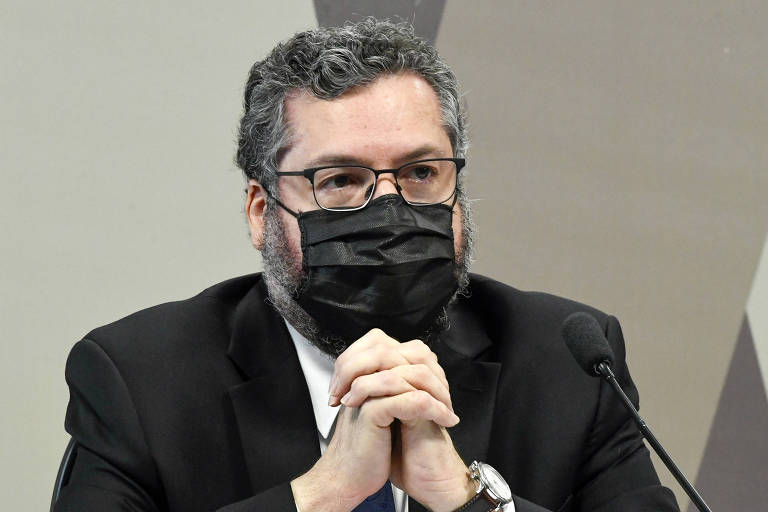 O chanceler Ernesto Araújo na Comissão de Relações Exteriores do Senado, em Brasília