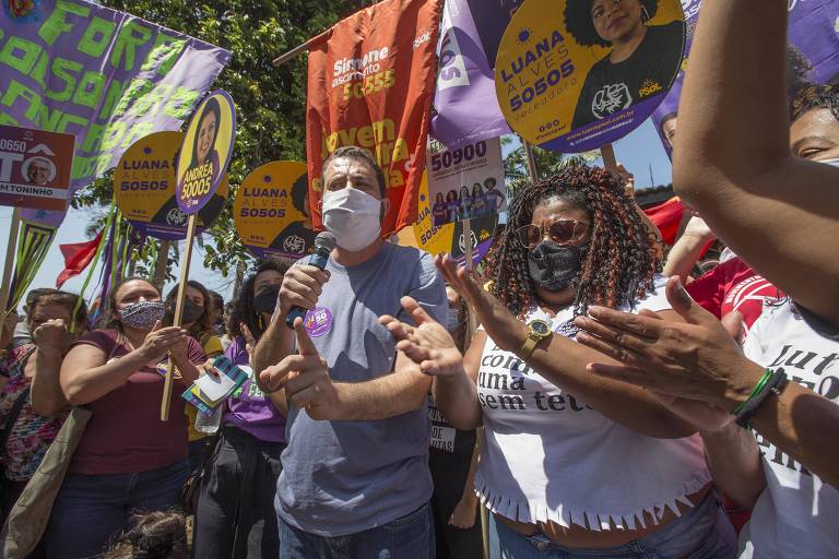 Pontapé inicial da campanha de Guilherme Boulos que lançou comitê de campanha, no bairro de São Mateus, periferia da Zona Leste