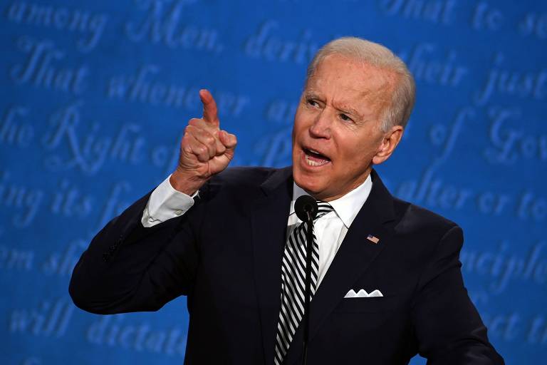 O democrata Joe Biden no primeiro debate da eleição presidencial dos EUA nesta terça (29) 