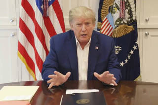 U.S. President Donald Trump, who is being treated for the coronavirus disease (COVID-19) in a military hospital outside Washington, makes announcement via video