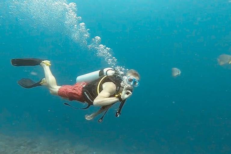 Fábio Assunção passa lua-de-mel nas Ilhas Maldivas, com direito a mergulho