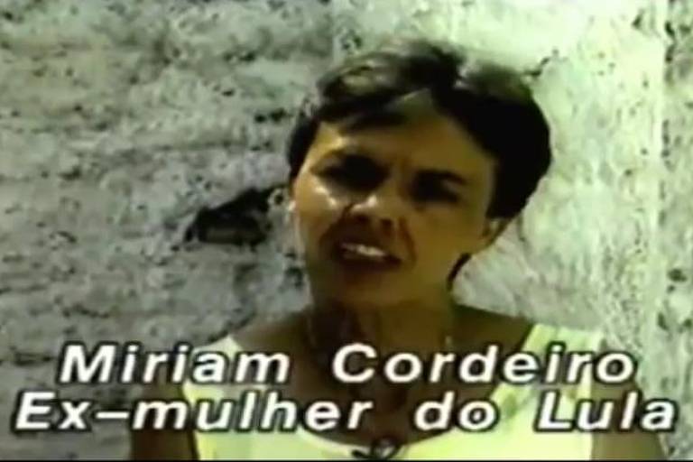 Frame de vídeo exibido em 1989 em que a ex-namorada de Miriam Cordeiro acusa petista de a abandonar durante gravidez e de ser racista 