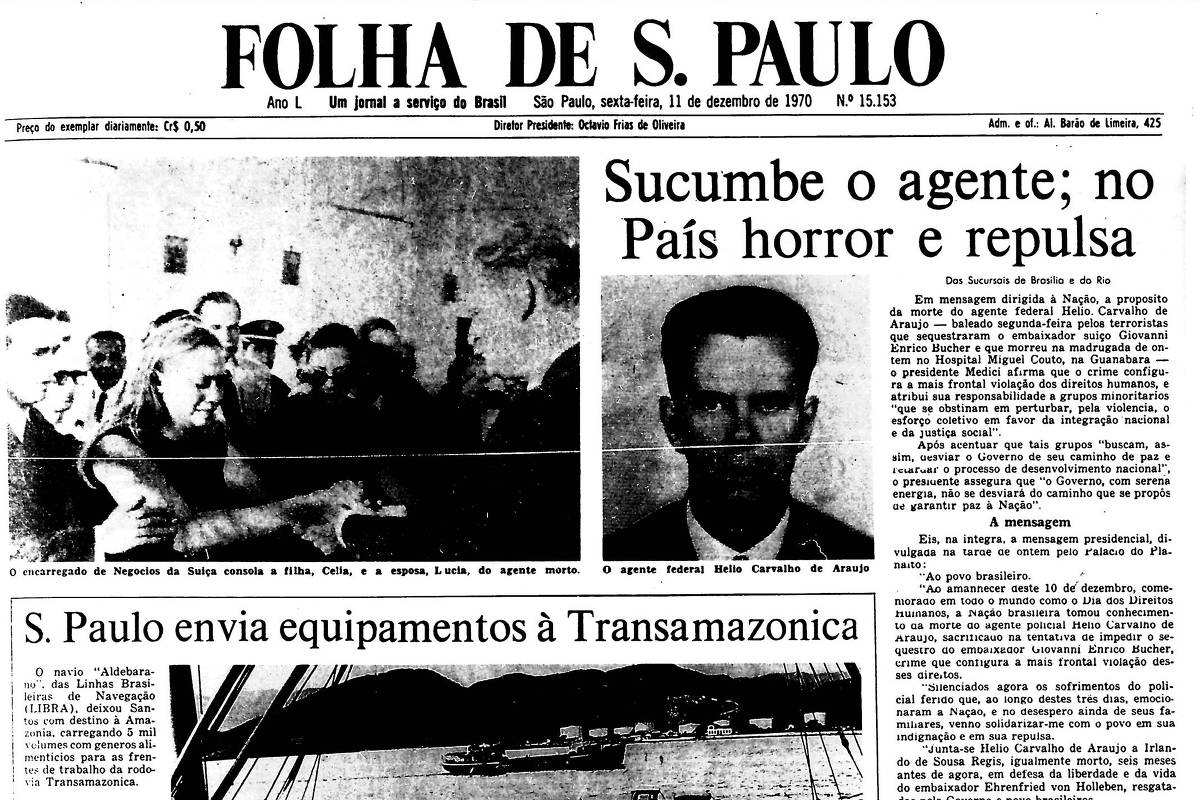 Policial federal morto durante tentativa de impedir sequestro de embaixador em 1970 é relembrado após 55 anos