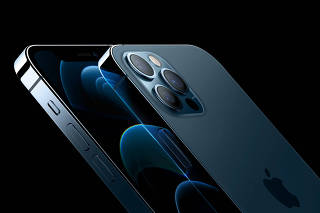 Apple's iPhone 12 Pro and iPhone 12 Pro Max are seen in an illustration released in Cupertino