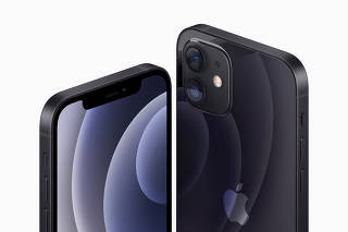 Apple's iPhone 12 and iPhone 12 are seen in an illustration released in Cupertino