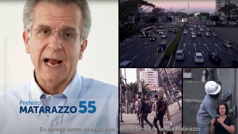 Andrea Matarazzo durante o horário eleitoral gratuito